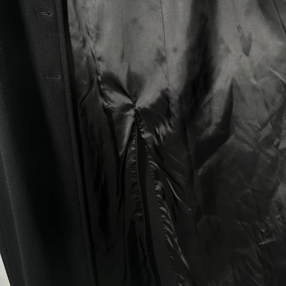 Steve By Searle Long Wool Cashmere Overcoat Black Size 10 - Picture 9 of 12